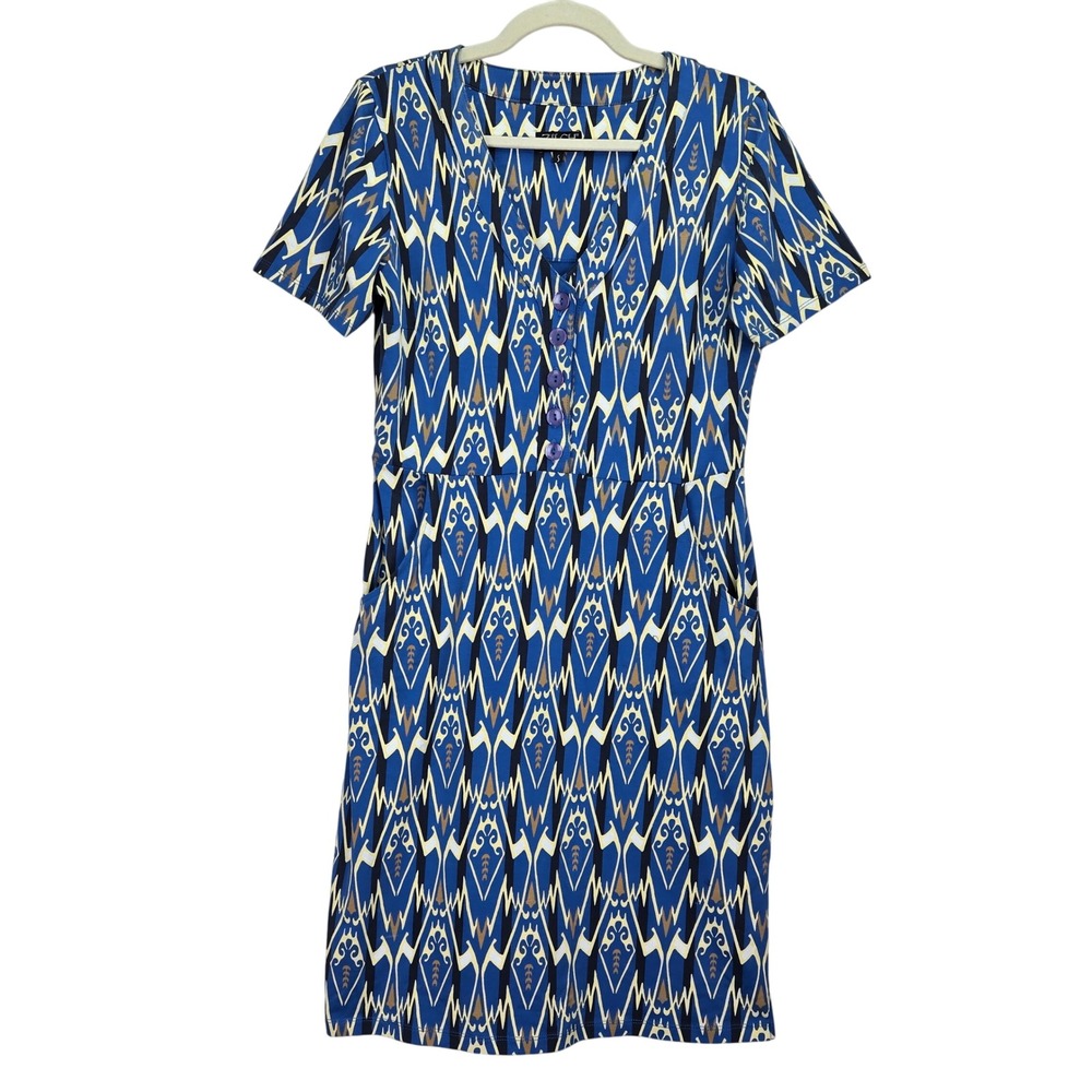Zilch Amsterdam Womens Ethnic Disco Dress Small Organic Cotton Geometric Pockets